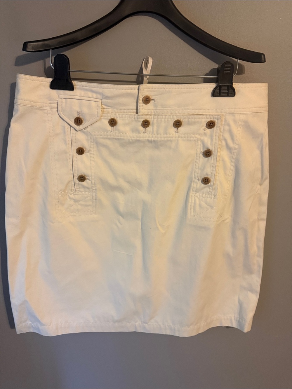 Ralph Lauren Cream Nautical Mini Skirt Sailor-Style Button Front Panel. Size 14